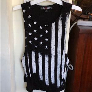 American Flag black tank top